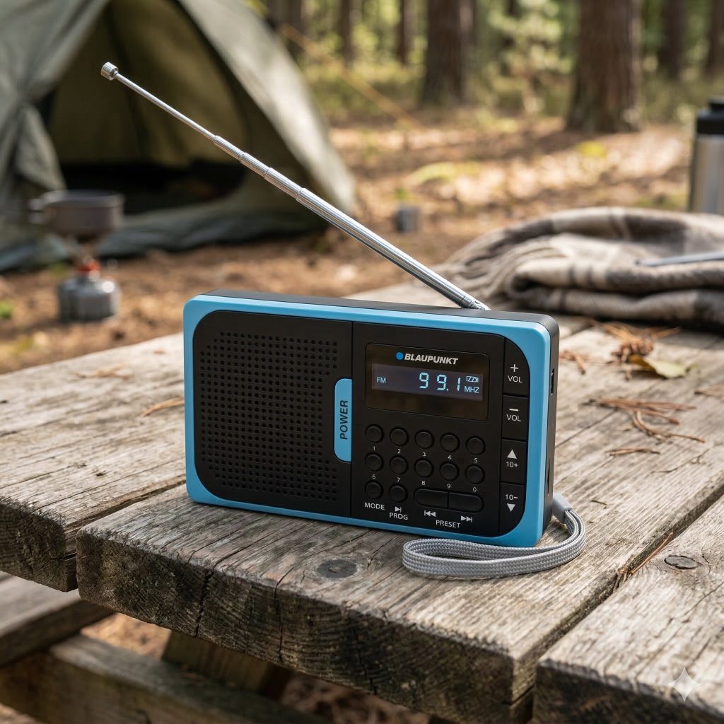 Radio kieszonkowe Blaupunkt PR5BL na biwaku