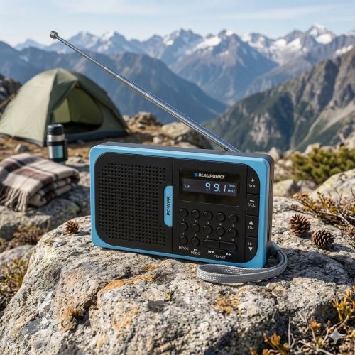 Radio kieszonkowe Blaupunkt PR5BL podczas wycieczki w górach