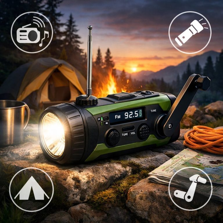 Latarka z radiem i korbką – jedno urządzenie na biwak i wyprawę