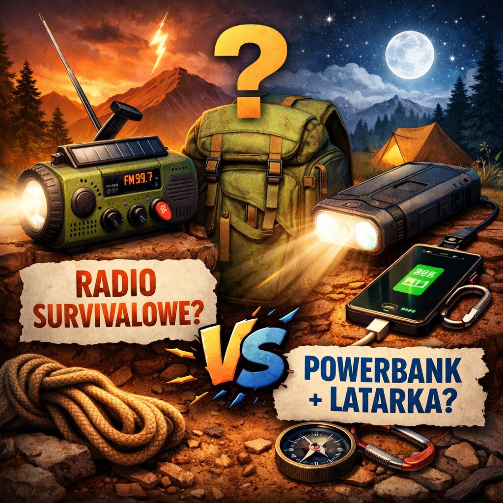 Radio survivalowe czy powerbank + latarka – co lepiej mieć w plecaku